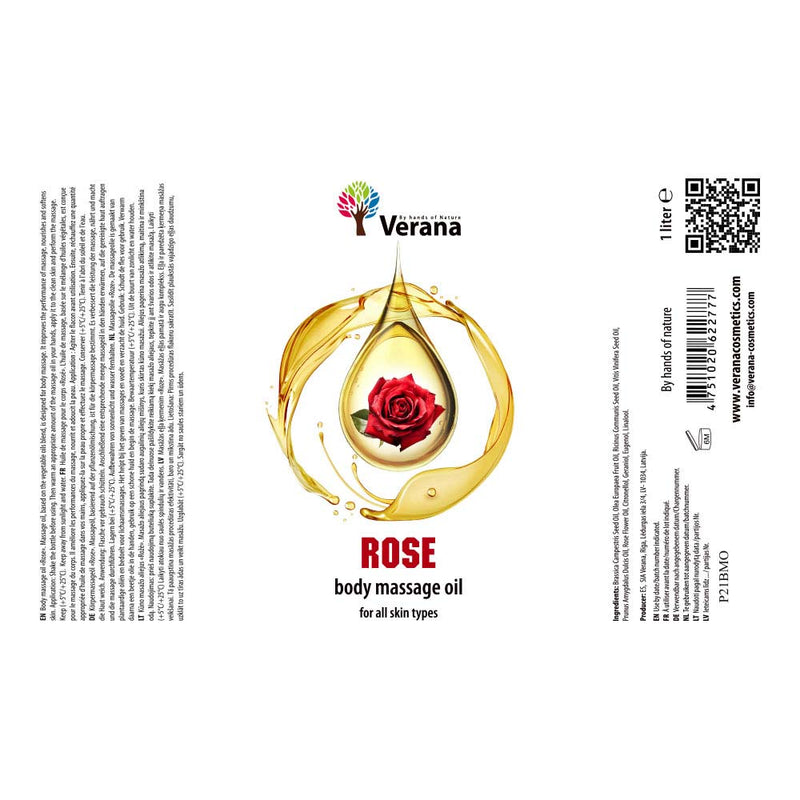 Verana 100% Natürliches Massageöl Rosen 1l