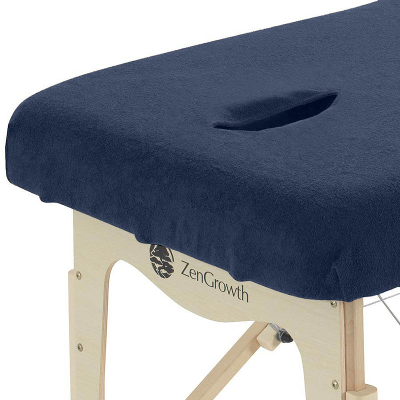 B-Ware Set Frottee Spannbettlaken Massageliege mit Ausschnitt Weiß + Hellbraun + Schokobraun + Hellblau
