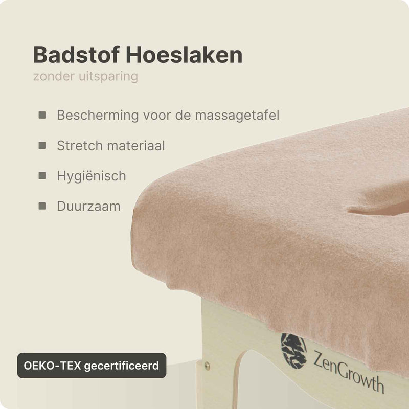 Frottee-Spannbetttuch Massageliege Hellbraun mit Aussparung ZENGROWTH