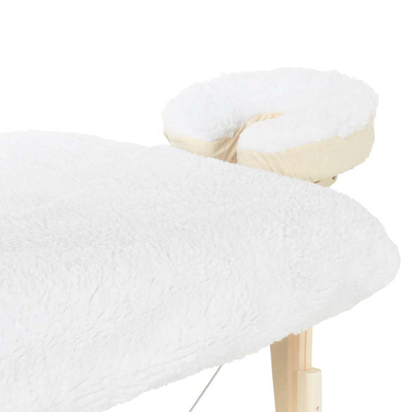 Fluffy Fleece Spannbetttuch weiß mit Kopfstützenbezug