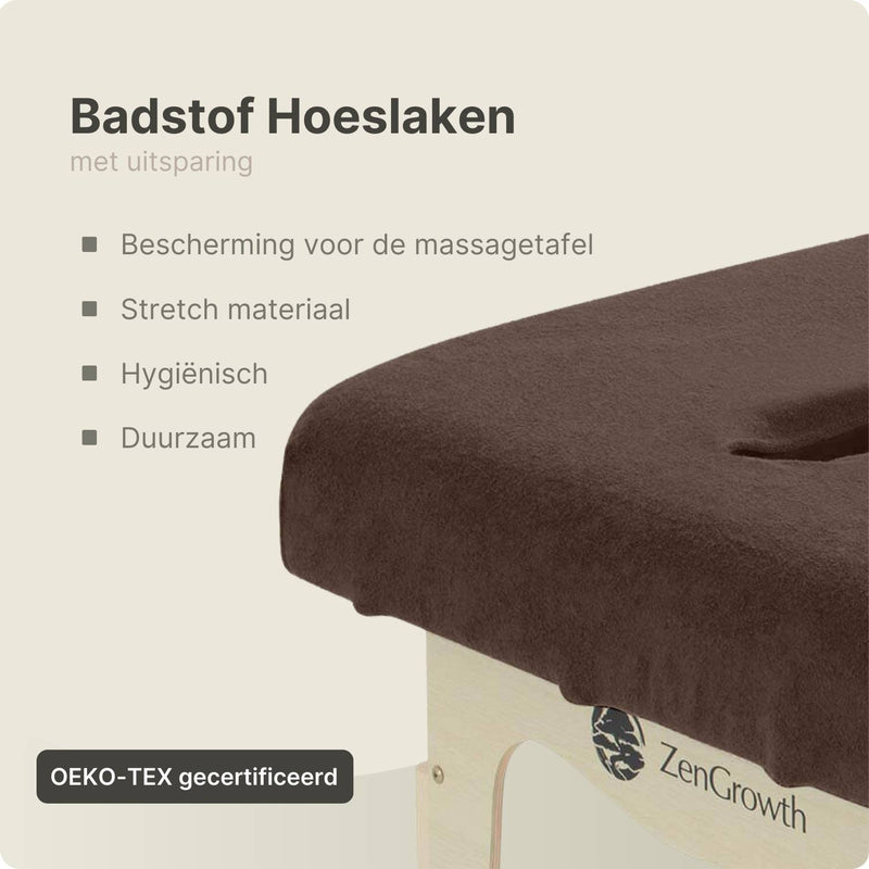 Frottee-Spannbetttuch Massageliege Schokobraun mit Aussparung ZENGROWTH