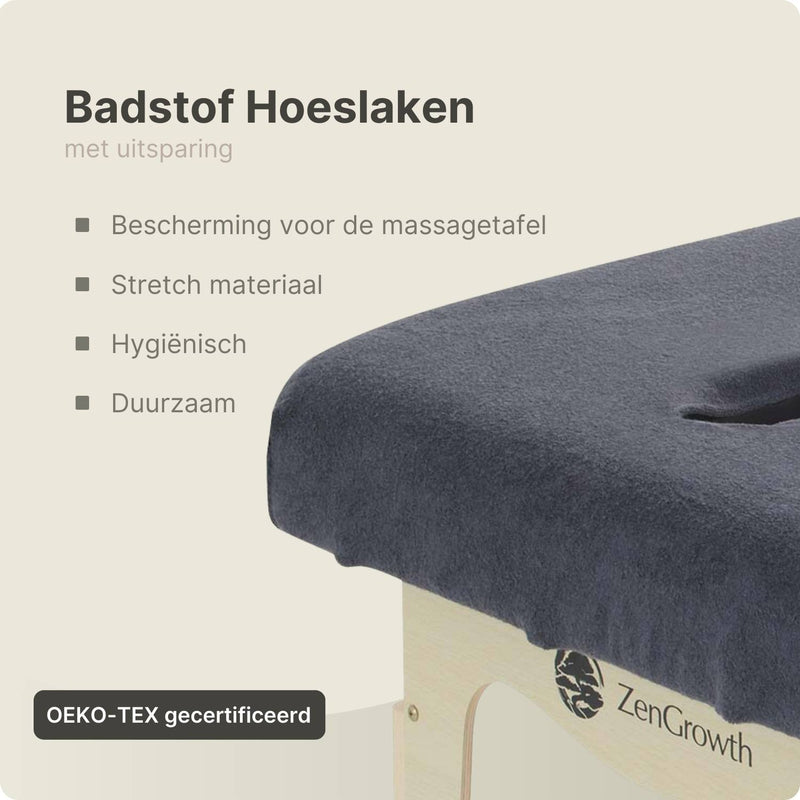 Frottee-Spannbetttuch Massageliege Grau mit Aussparung ZENGROWTH