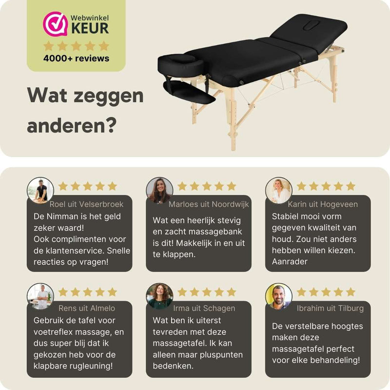 ZENGROWTH Klappbarer Massagetisch Nimman Schwarz 71cm