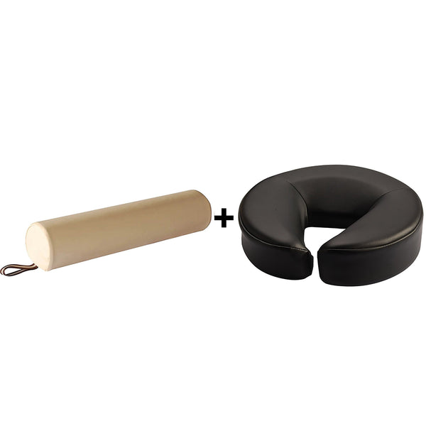 Second Chance ZenGrowth Kopfstützenkissen Schwarz + ZenGrowth Fußrolle 3/4 Rund Beige