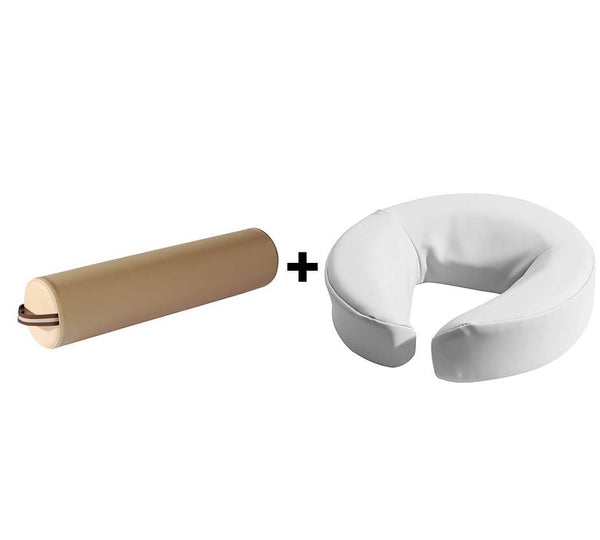 Second Chance ZenGrowth Kopfstützenkissen Weiß + ZenGrowth Fußrolle Rund Beige