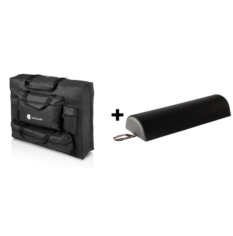 Second Chance ZenGrowth Tragetasche Massageliege 71cm + Knierolle Halbrund Schwarz 15cm