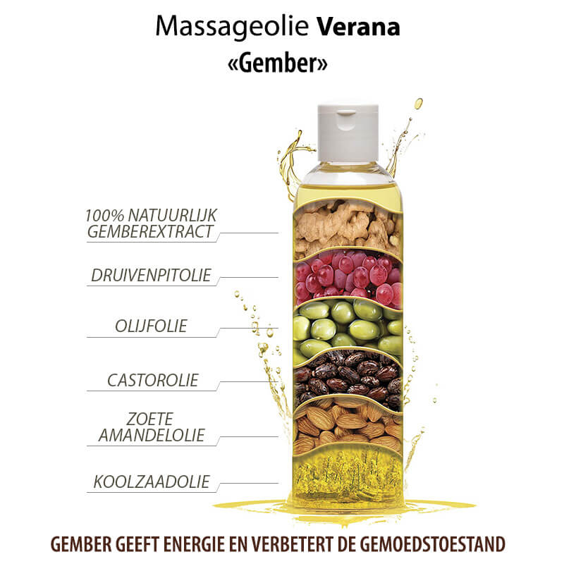 Verana 100% natürliches Massageöl Ingwer 250ml
