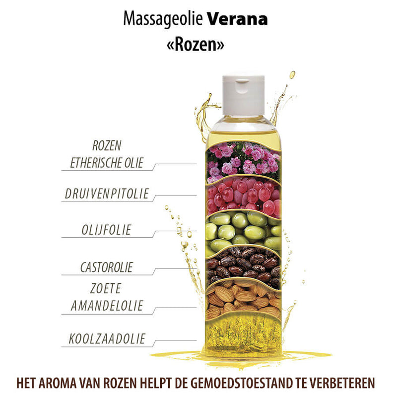 Verana 100% Natürliches Massageöl Rosen 250ml